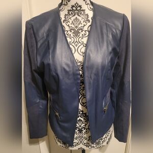 Skies Are Blue Faux Leather Jacket Sz XS Navy Blue